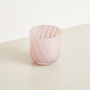 Glas Windlicht Rosa Gestreift