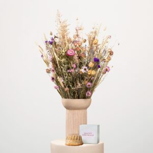 Wildblumen Trockenstrauß Größe XL mit Geburtstagsküchlein