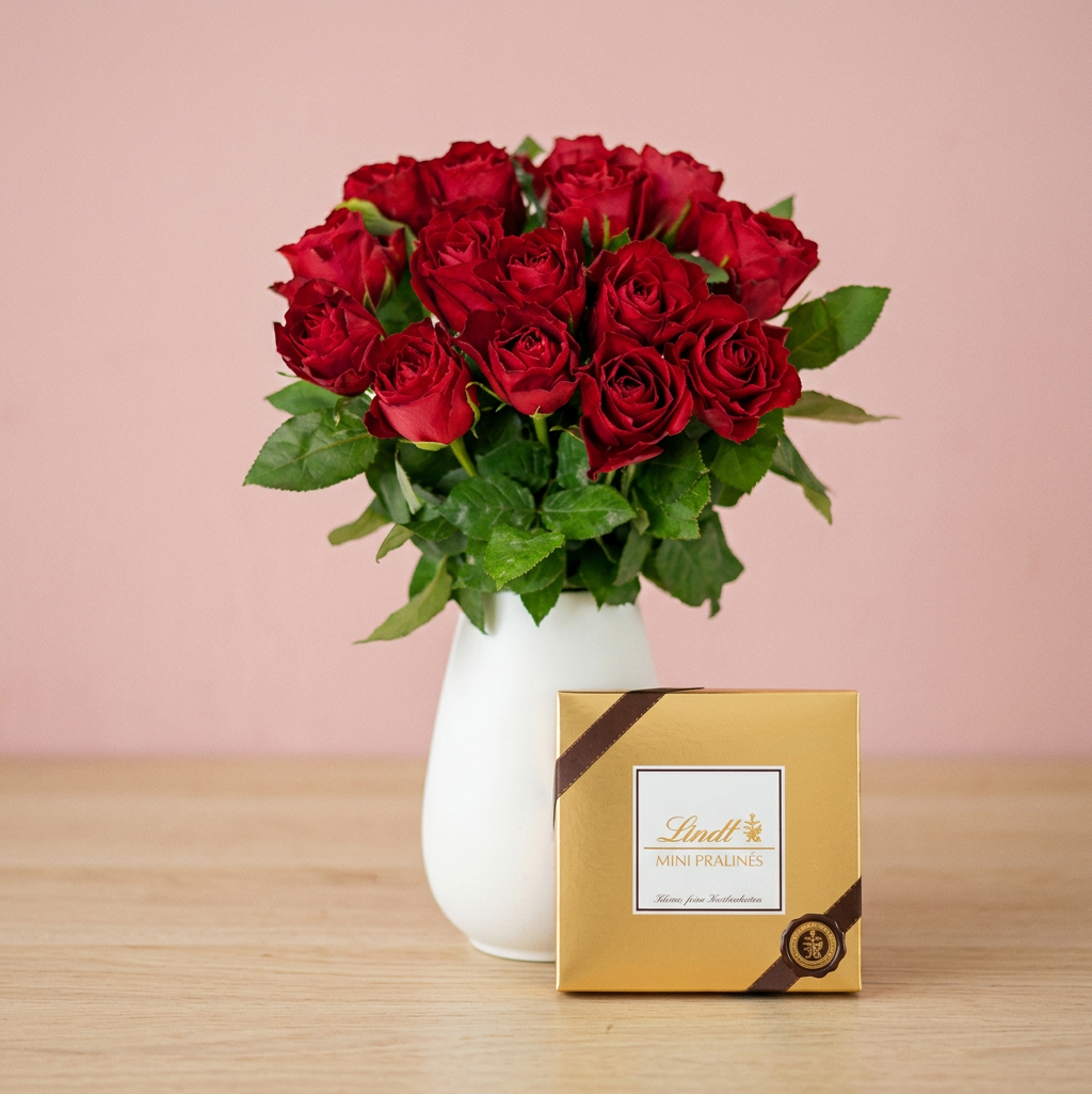 Rote Rosen & Lindt-Pralinen