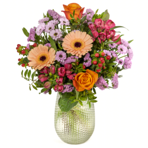 Orange Rosen & pinke Blumen
