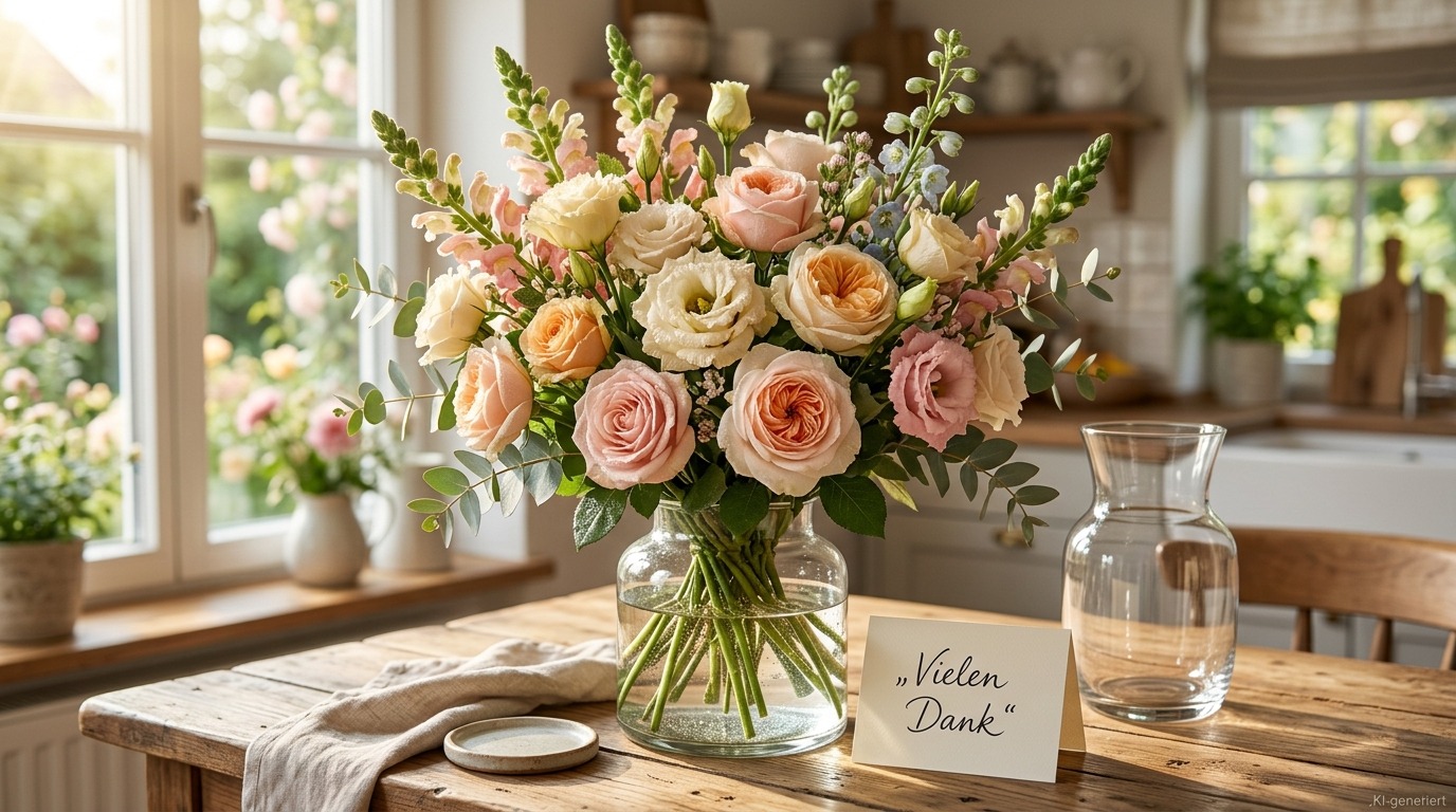 Frische Blumen nach der Zustellung