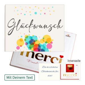 Persönliche Grußkarte mit Merci: Glückwunsch (250 g) Persönliche Grußkarte mit Merci: Glückwunsch (250 g)