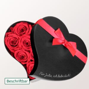 Beschriftbares ewiges Rosenherz (12 Rosen)