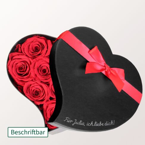 Beschriftbares ewiges Rosenherz (12 Rosen)