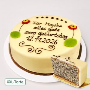 Große Konditorei-Mohntorte beschriftbar