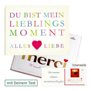 Persönliche Grußkarte mit Merci: Lieblingsmoment (250 g) Persönliche Grußkarte mit Merci: Lieblingsmoment (250 g)