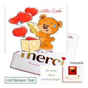 Persönliche Grußkarte mit Merci: Alles Liebe (250 g)