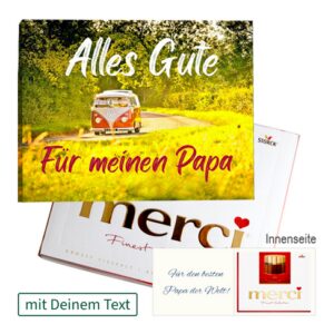 Persönliche Grußkarte mit Merci: Alles Gute. Für meinen Papa (250 g) Persönliche Grußkarte mit Merci: Alles Gute. Für meinen Papa (250 g)