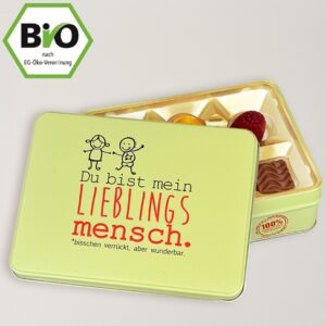 Präsentdose ?Lieblingsmensch? mit Bio Pralinen Präsentdose ?Lieblingsmensch? mit Bio Pralinen