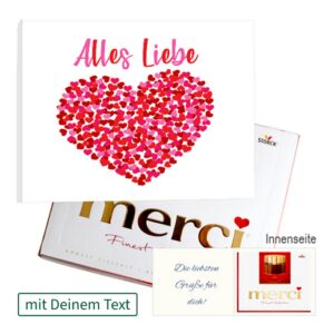 Persönliche Grußkarte mit Merci: Alles Liebe (250 g)