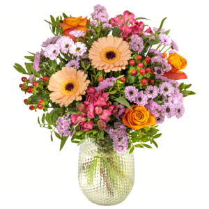 Orange Rosen & pinke Blumen