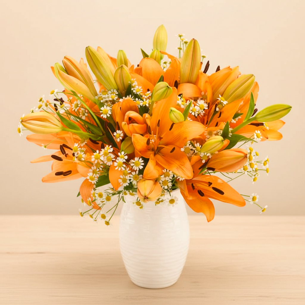 Orangener Lilienstrauß – Bild 3