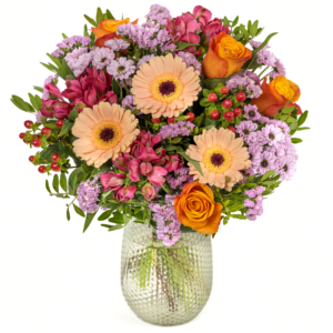 Orange Rosen & pinke Blumen