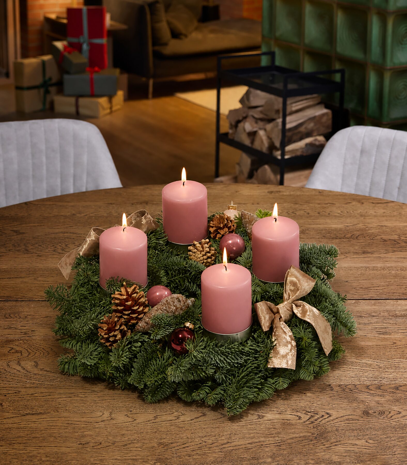 Adventskranz modern Pink December