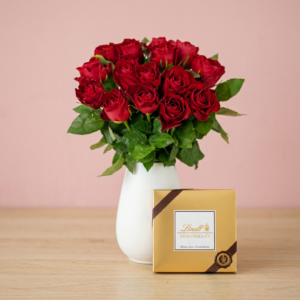 Rote Rosen & Lindt-Pralinen Rote Rosen & Lindt-Pralinen