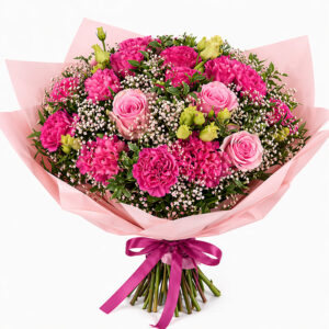 Rosa Rosenstrauß mit Nelken